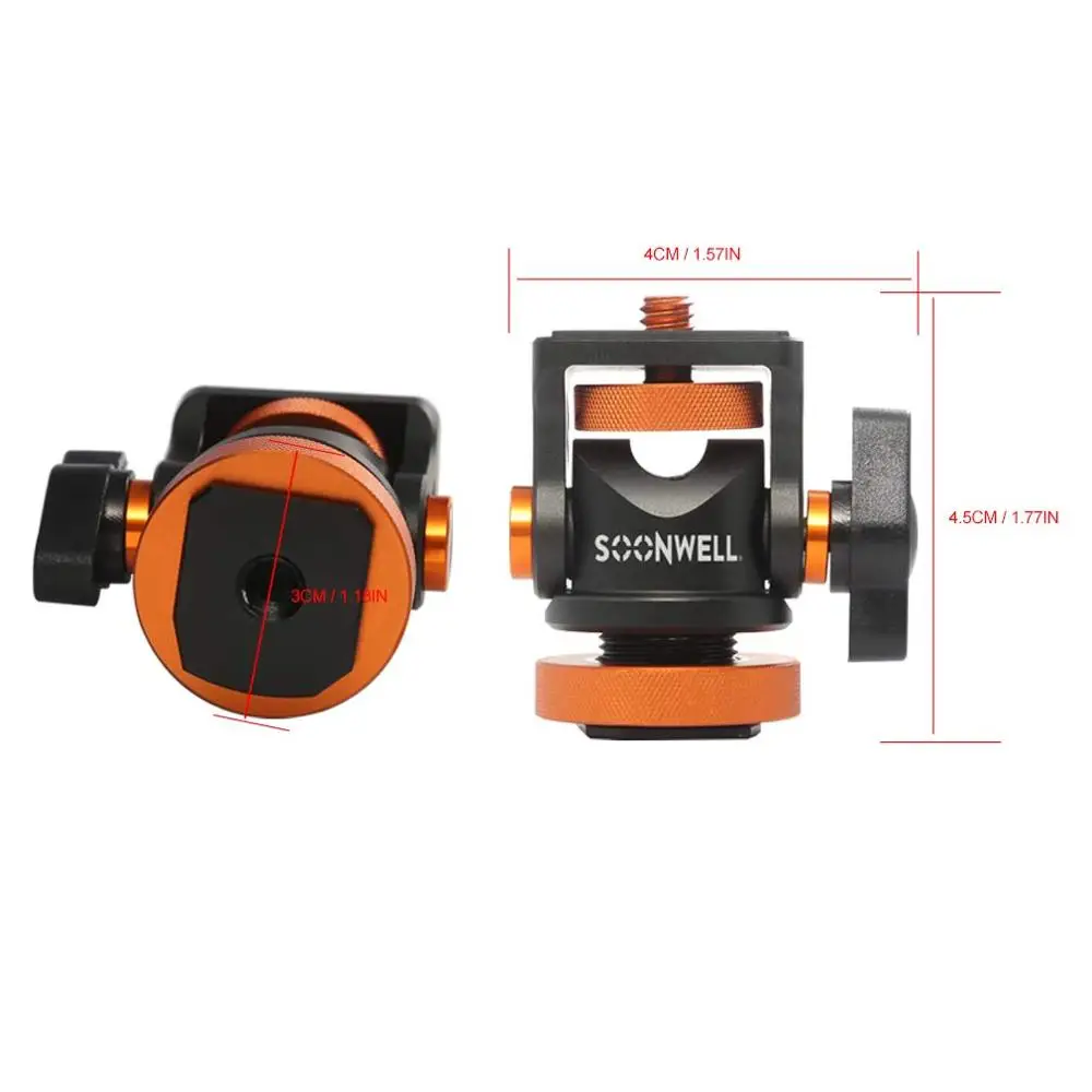 Мини шариковая головка переходник для крепления внешней вспышки 1/4 дюйма Винт с