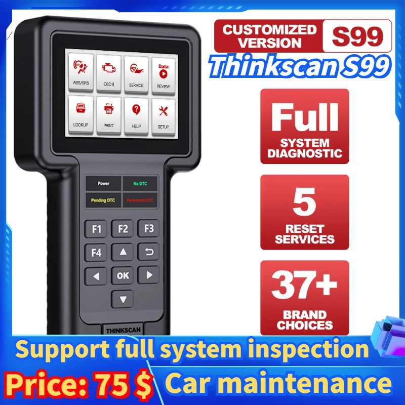 

Thinkcar New Thinkscan S99 Full System Diagnose Scanner Code Reader DIY Car obd2 Oil/Brake/SAS/ETS/DPF Reset Diagnostic Tools