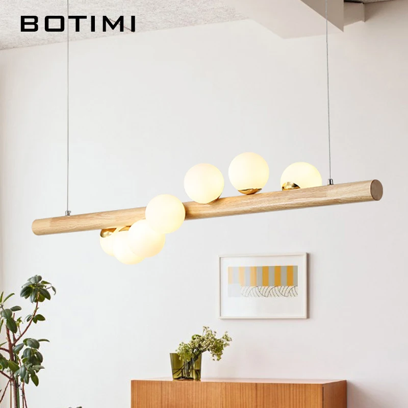 Обеденный светодиодный подвесной светильник BOTIMI деревянная лампа для гостиной