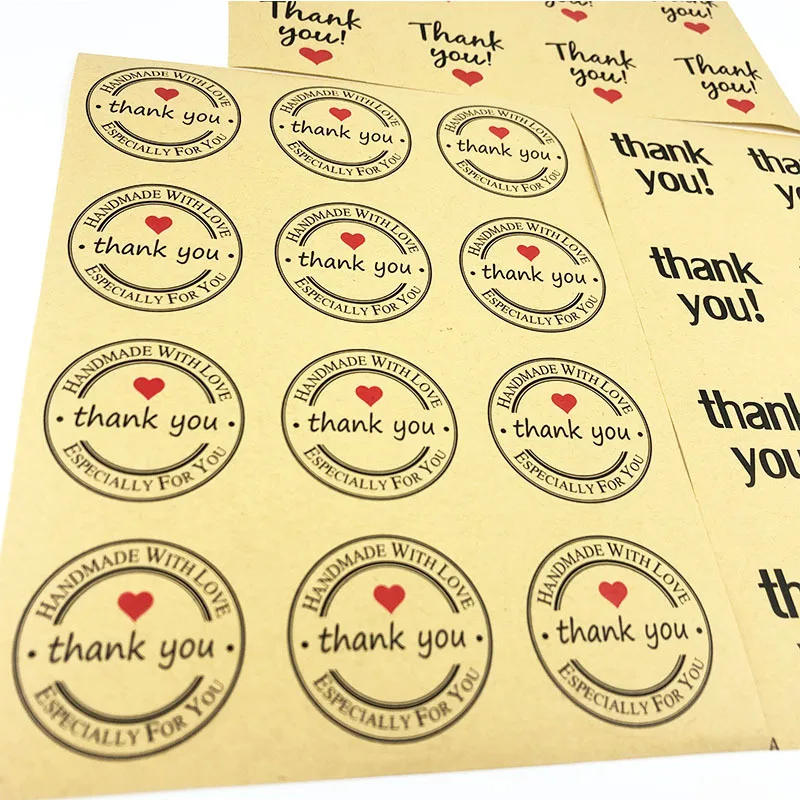 48 шт ручной работы wtih Красное сердце с надписью Love Thank you круглые Скрапбукинг Бумажные этикетки печать стикер DIY Подарочный стикер