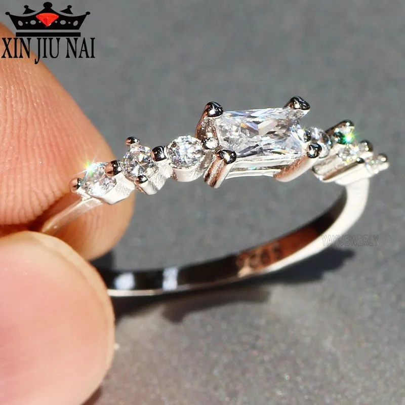 Модное классическое серебряное кольцо с фианитом Anillo для женщин на день рождения