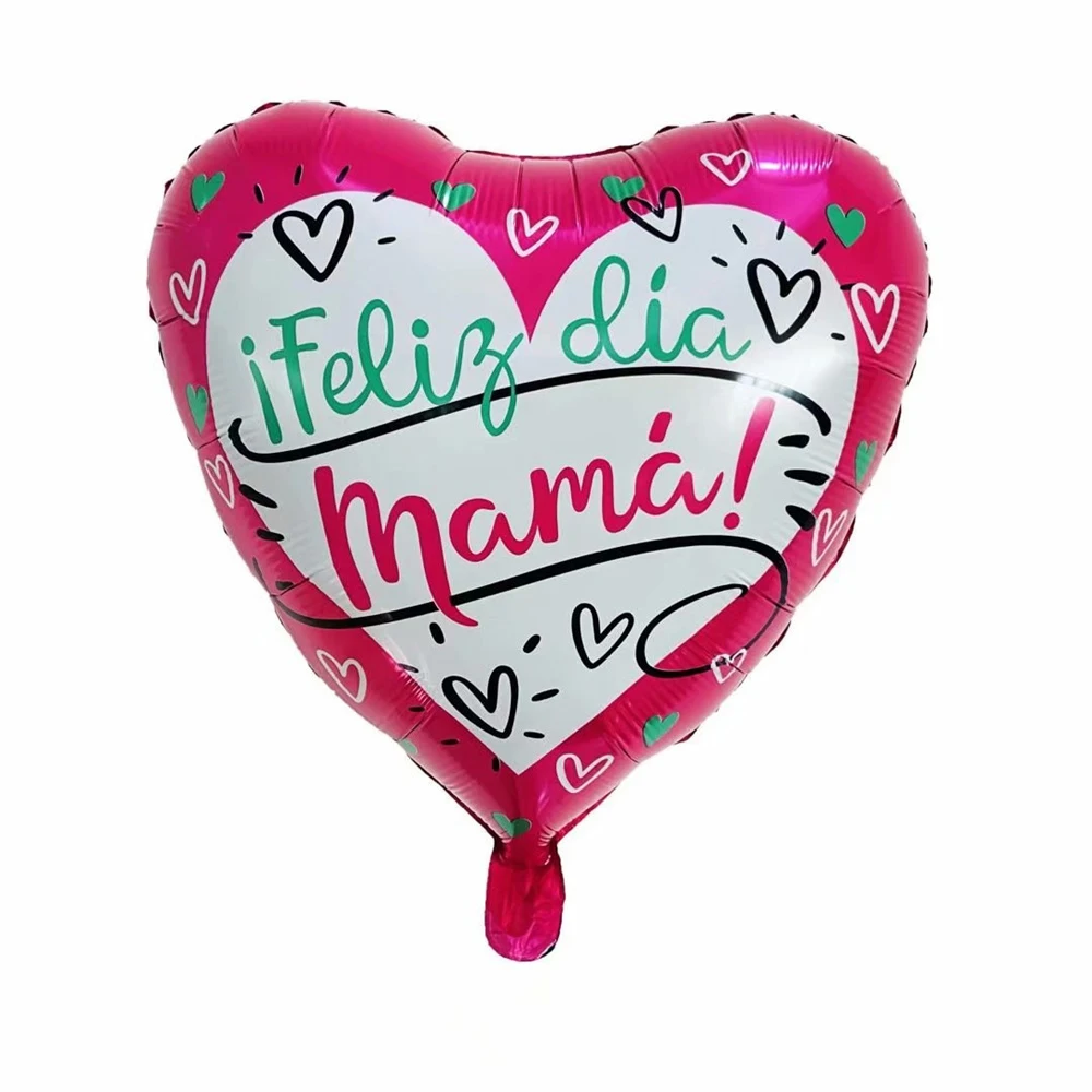 

1pc 18inch Printed Spanish Mother Foil Balloons Mother's Day Heart Shape Love Globos Decor Mama Balloon Gifts Balloons