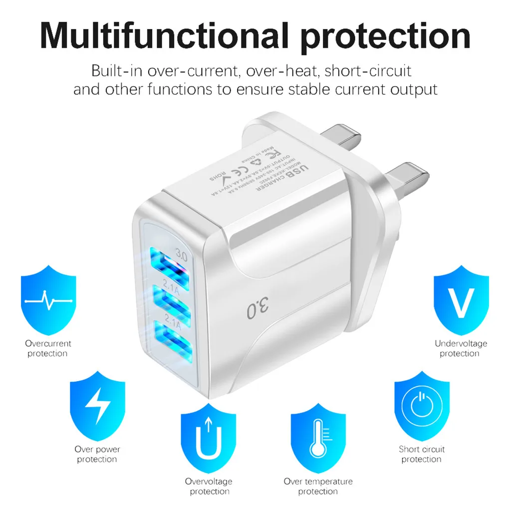 Ouhaobin штепсельная вилка британского стандарта QC 3 0 Зарядное устройство 2.1A USB