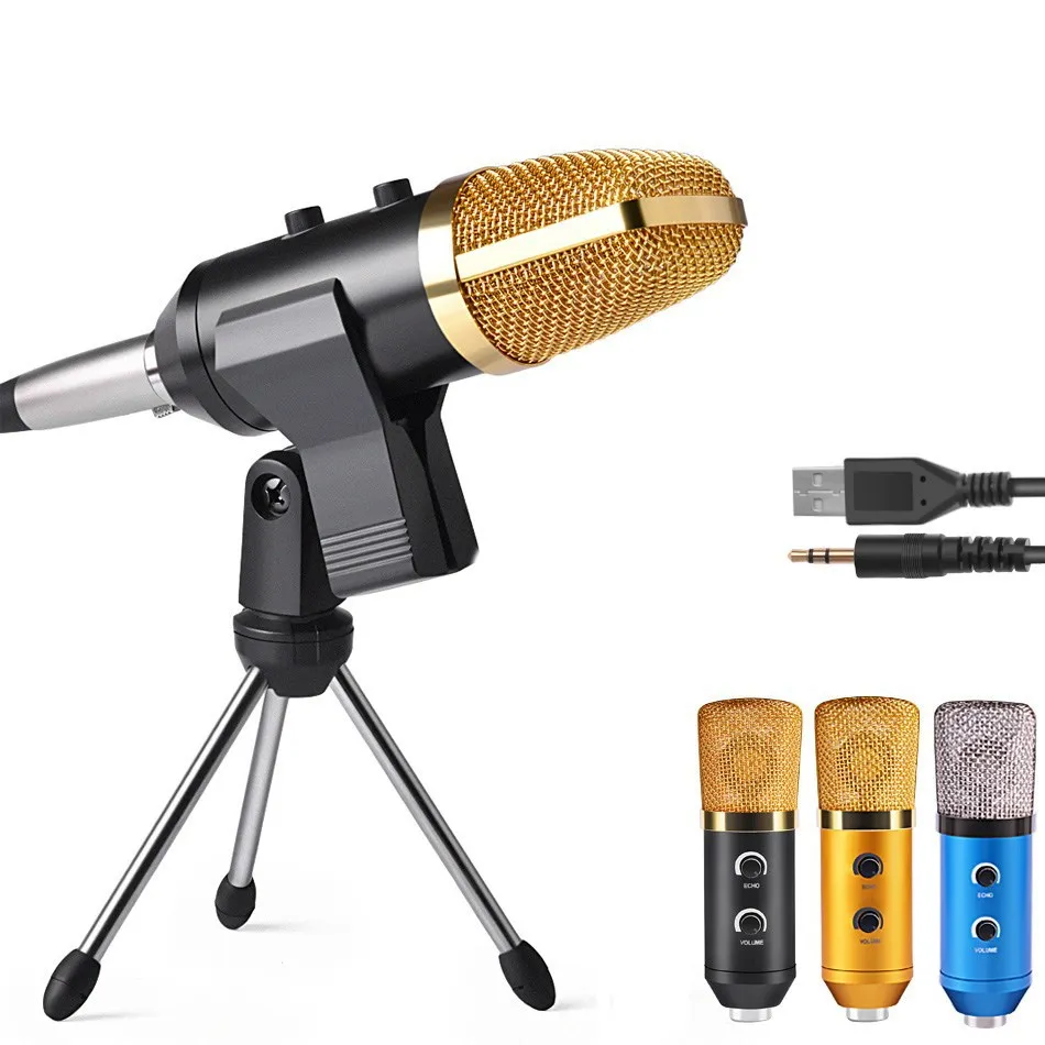 MK-F100TL USB конденсаторный студийный звукозаписывающий микрофон с подставкой для