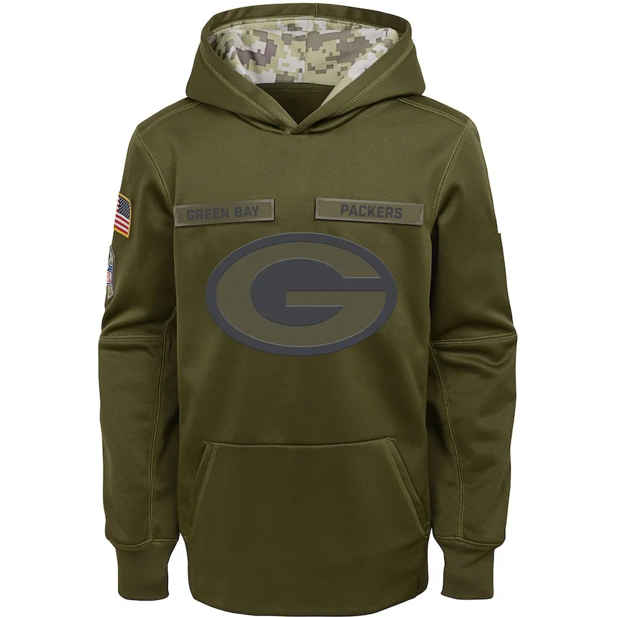 

Green Bay Men Hoodies Sweatshirts Packers Salute to Service Sideline Pullover American football mens Hoodie clothing Olive