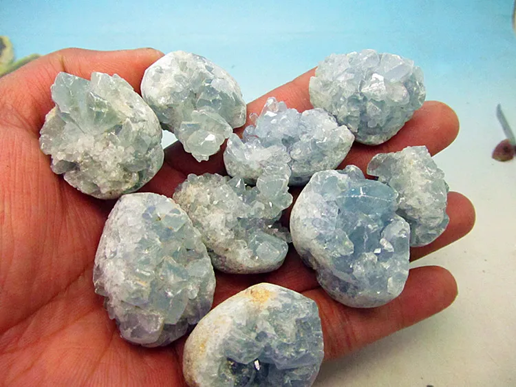 

Natural celestite Blue Crystal Cave original stone ornament Blue Crystal ornamental stone specimen mineral crystal specimen