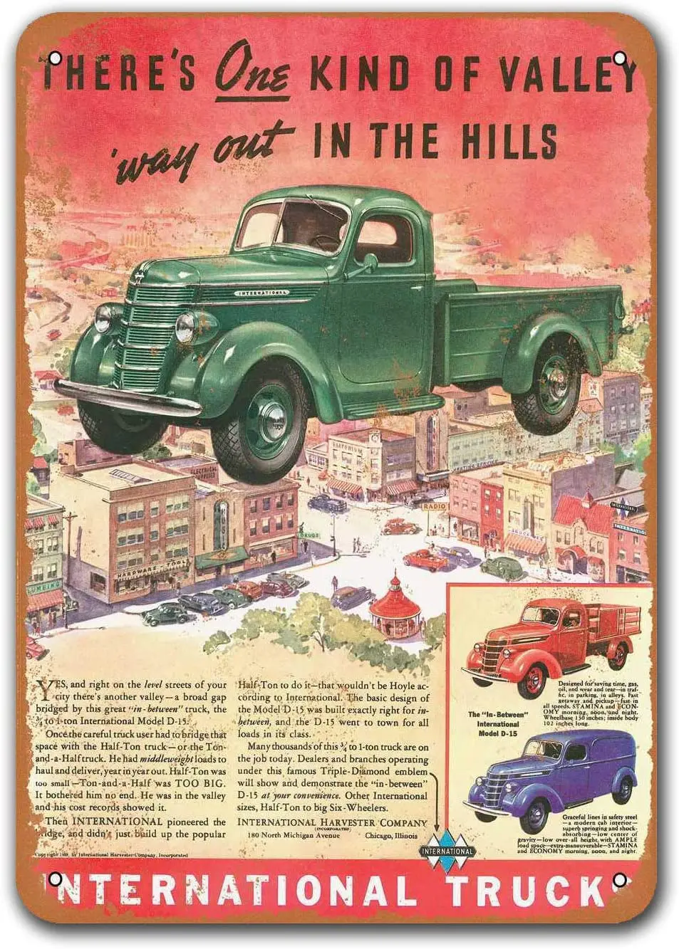 

1939 International Pickup Trucks Vintage Tin Signs Cars, Sisoso Metal Plaques Poster Man Cave Garage Retro Wall Decor 12x16 inch