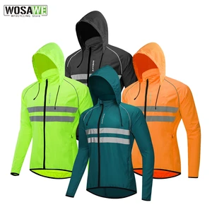 WOSAWE Windproof Cycling Jackets Hooded Waterproof Long Sleeve Windbreaker Jerseys Reflective Vest Bicycle Clothing Mens jacket