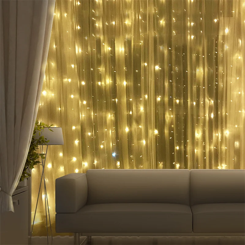 

New Year 2022 Merry Christmas Decoration for Home 3x1/3x2/3Mx3M Led Garland on The Window Christmas Ornaments Navidad 2021