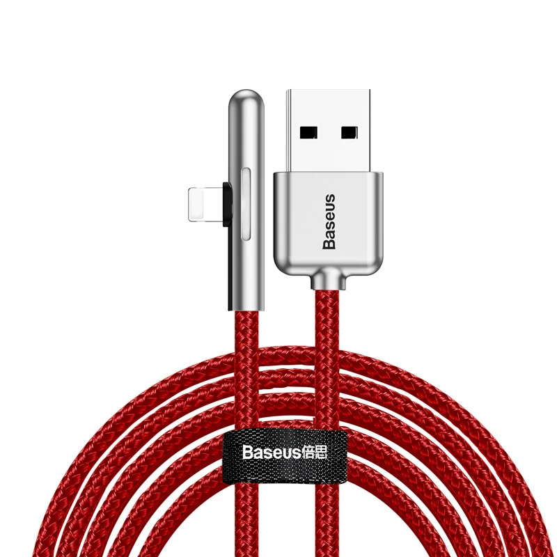 Светодиодный usb-кабель Baseus для iPhone XR 2.4A для быстрой зарядки iPhone 8 XS Max USB кабель локоть красочный постепенный свет Кабо USB провод USB зарядное устройство быстрая зарядка For iPhone 8 7 7Plus 6 6S - Цвет: Red