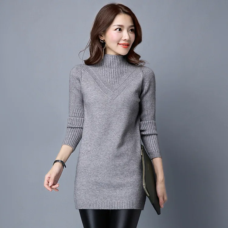 Зимний вязаный толстый свитер для женщин водолазка с длинным рукавом пуловеры