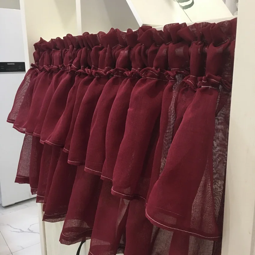 Короткие однотонные шторы из хлопка и льна серого цвета для маленьких окон