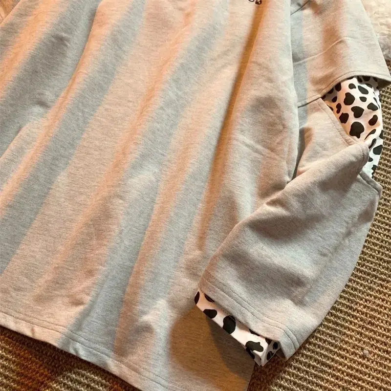 

ZOGAA Women Hoodies Patchwork Long Sleeve O-neck Fake Two Piece Loose Sweatshirt Women Harajuku Ulzzang Street All-match Hip Hop