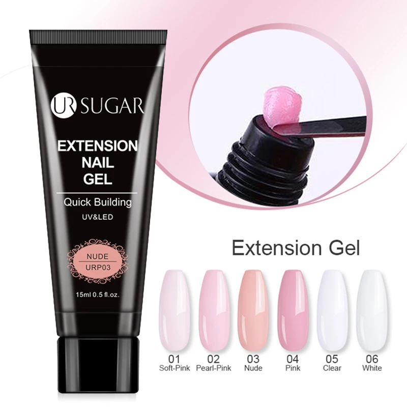 

UR SUGAR 15ml Acrylic Quick Extension Nail Gel Nail Polish Pink Clear Hard Jelly Soak off Gel Manicures Finger Extend