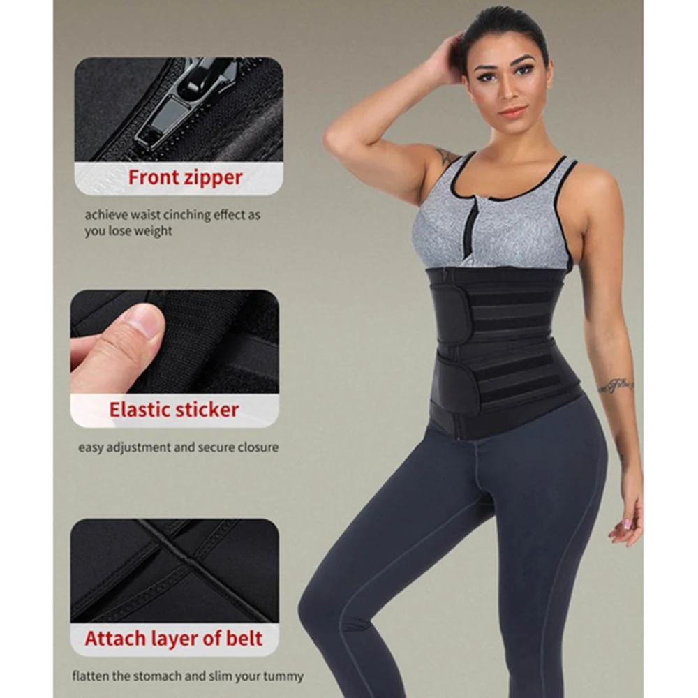 Entrenador de cintura de neopreno para mujer, faja reductora de abdomen, faja moldeadora de sudor, cors&eacute; de entrenamiento-5