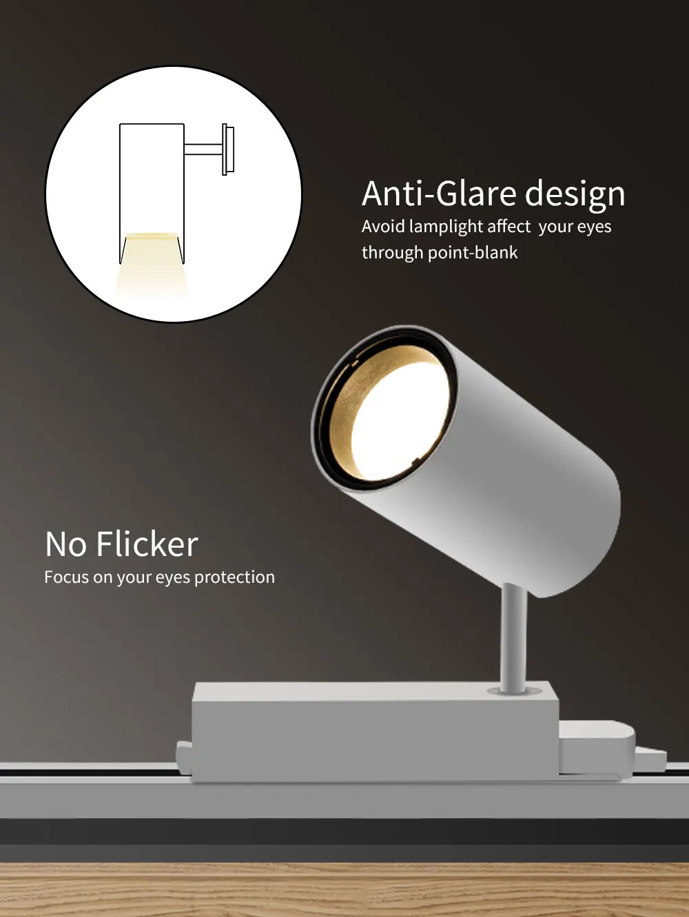 STINYTECH – éclairage sur Rail Led COB, 30W, Anti-éblouissement, 3 fils, luminaire monté en Surface pour centre commercial