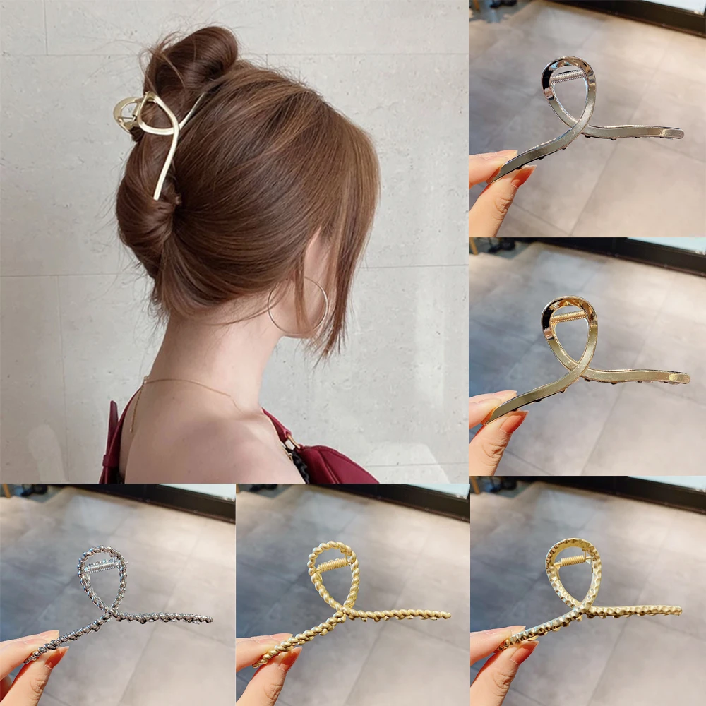 Ruoshui Woman Metal Hair Claws Hair Accessories Chic Barrettes Hairclips Hairpins Ladies Hairgrip Headwear Girls Ornaments Crab