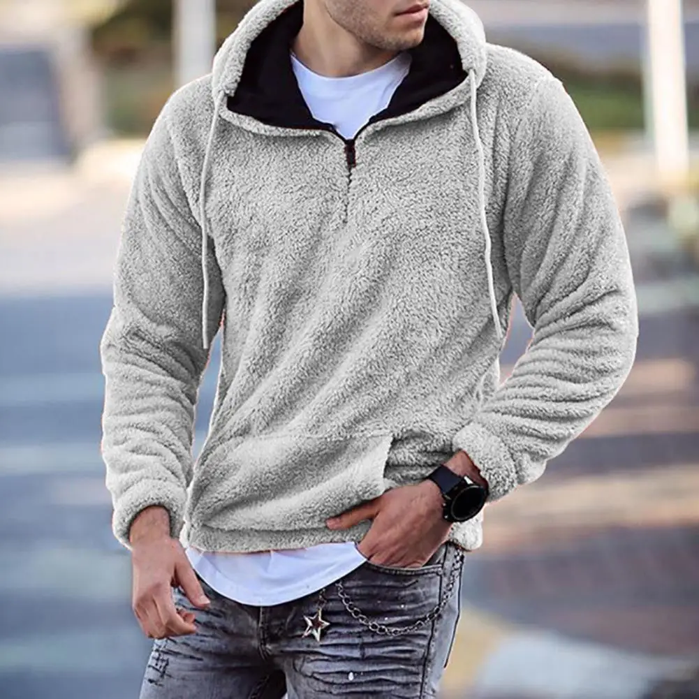 Мужской свитер пушистый с длинным рукавом приталенный силуэт Универсальный