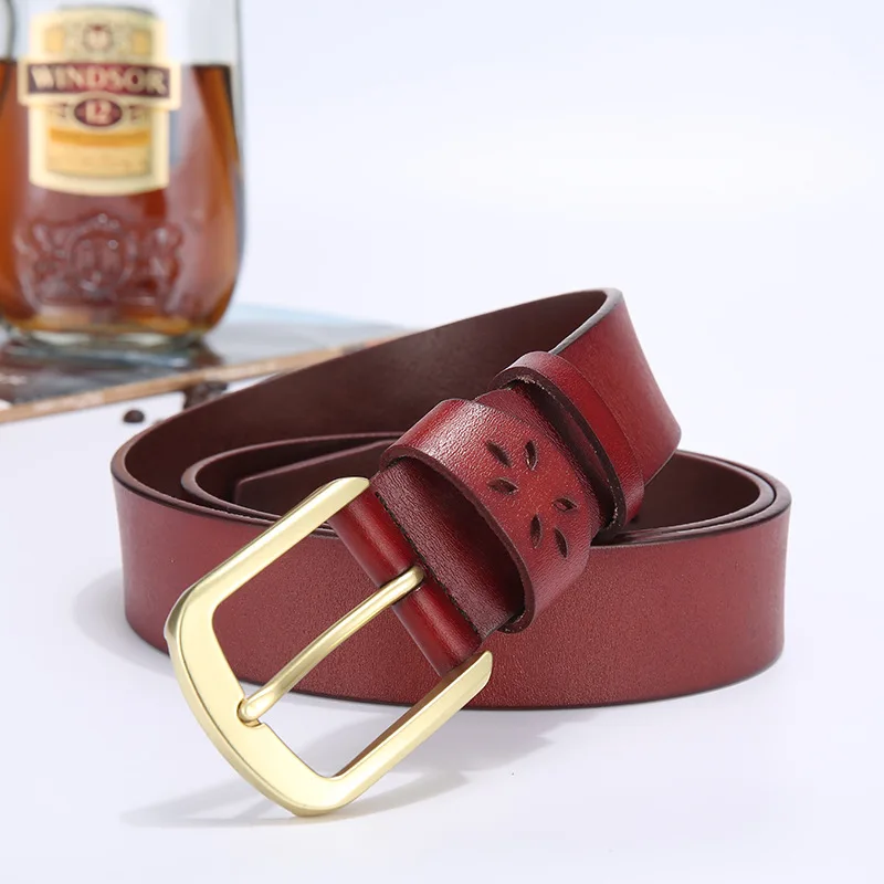 

Belt Men's Leather Automatic Buckle Belts For Young People Simple High-end Leather Pants Belts For Men And Women PD153