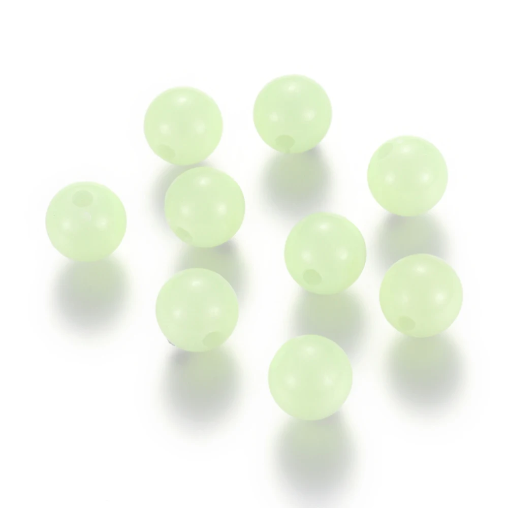 

100PCS Luminous Acrylic Round Beads Pale Green 8mm Hole: 2mm 100PCS