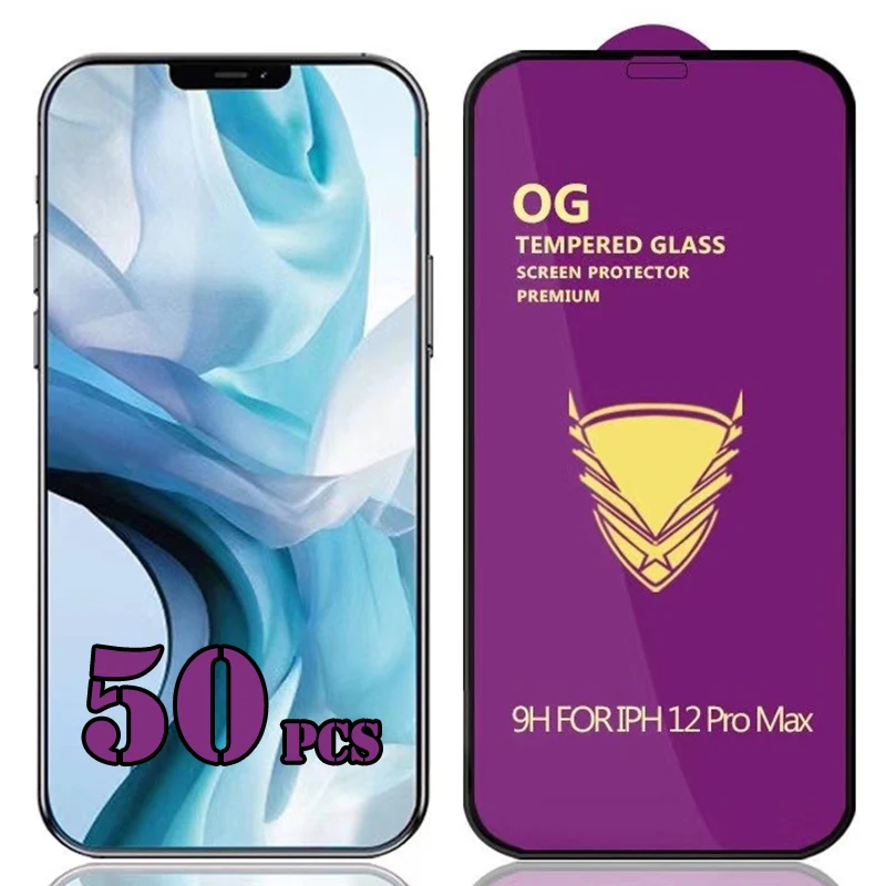 

Изогнутая защитная пленка из закаленного стекла для iPhone 13 Pro Max 12 Mini 11 XS XR X 8 7 6 Plus SE, 50 шт.