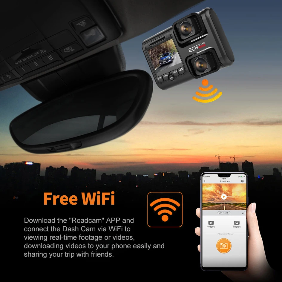 DVR Dashboard with Rear View Camera 1080 Full HD Built-in GPS Wifi Video Recorder ADAS Auto Dash Cam Night Vision 24H Parking | Автомобили