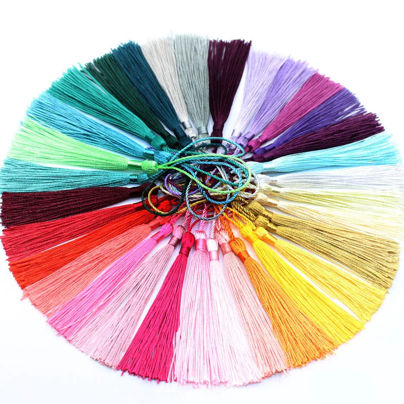 

50pcs/Pack 13cm Color Polyester Silk Tassels DIY Craft Bookmark Curtain Jewelry Hang Rope Fringe Trim Clothes Sewing Accessories