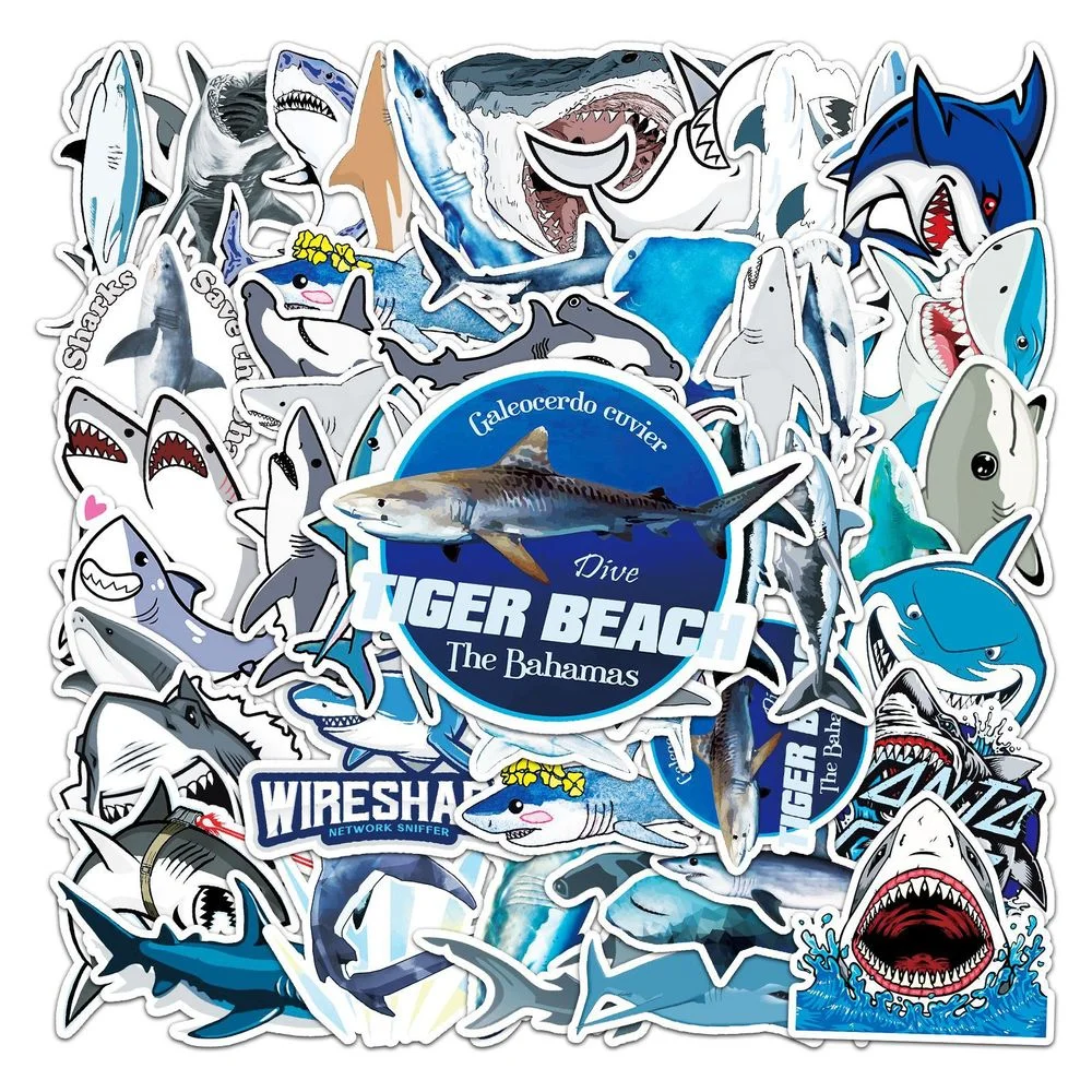 50 шт. водонепроницаемые наклейки с изображением милой акулы | Игрушки и хобби