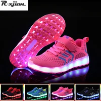 children shoes boys and girls mesh lightweight princess glowing sneakers breathable fashion boys shoes led soft sole girls shoes