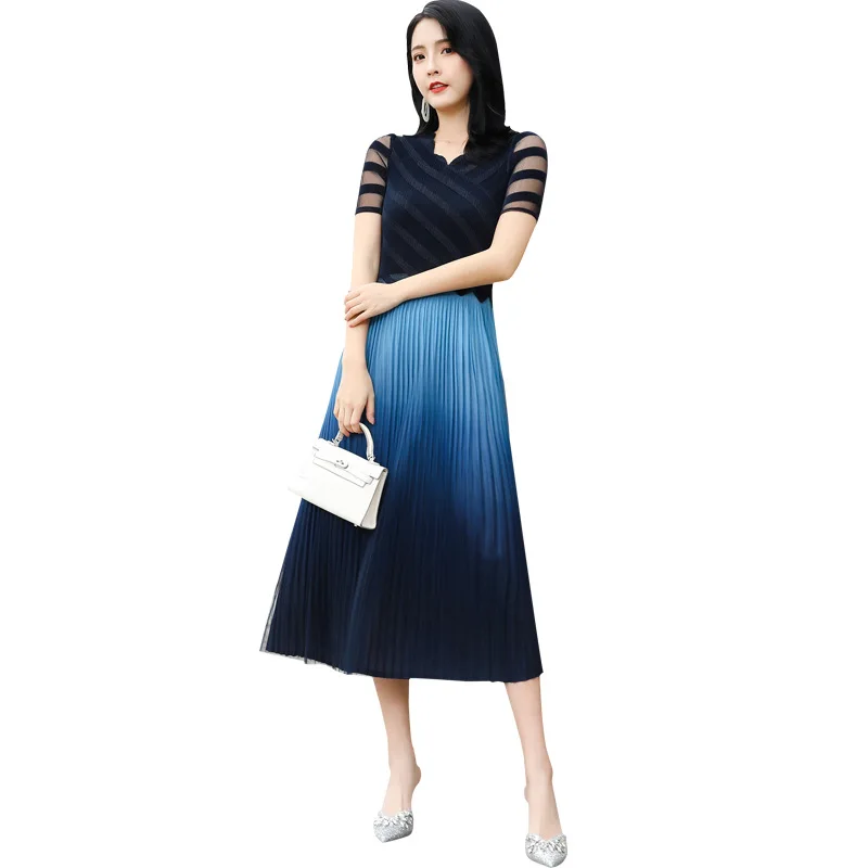 

Mesh Lace Pleated Dress Mid Length Women's Dress In Spring And Summer