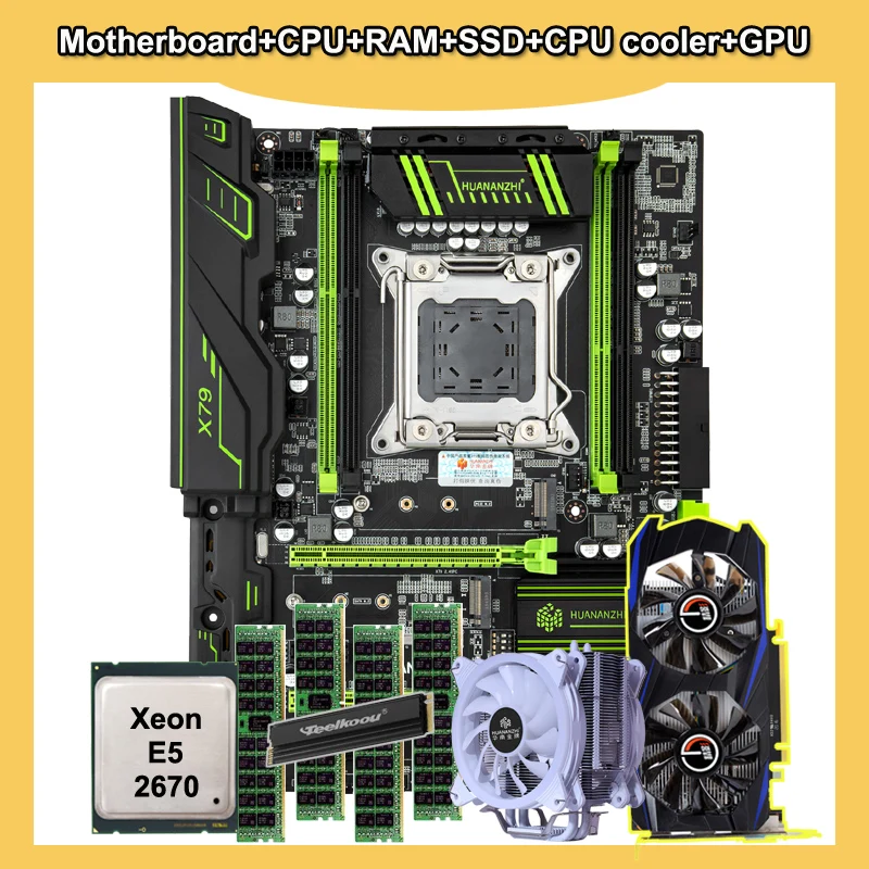Настройка материнской платы HUANANZHI X79 512G M.2 NVMe SSD ЦП Intel Xeon E5 2670 с кулером ОЗУ 32 Гб (4*8