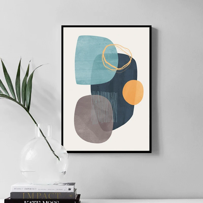 

Modern Abstract Geometric color block Wall Poster Print colorful Canvas Painting Art Living Room Decoration Pictures Home Decor