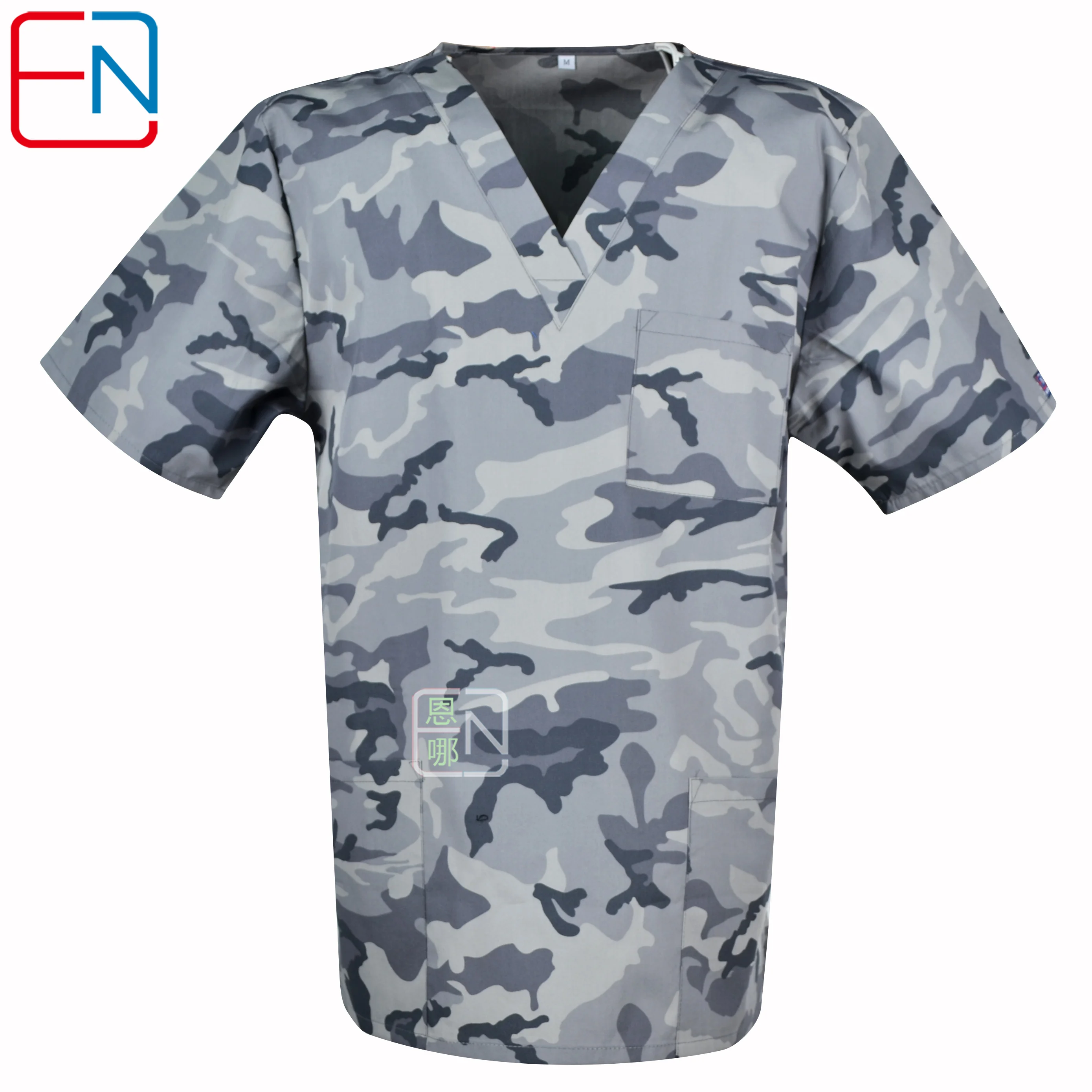 Men scrub Uniforms Nursing Designs Classic Clinical Scrub Top V-Neck Short Sleeve 100% Cotton  Scrub Top S-6XL