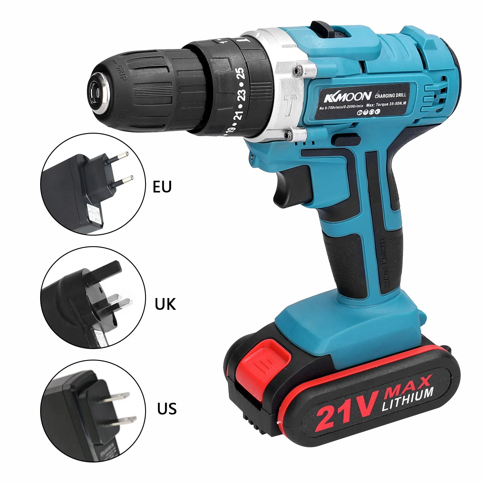 

Multifuctional Electric Drill Mini Screwdriver Rotation Ways 25 Gears of Torques Adjustable 2500rpm Electric Drill 21V 30nm