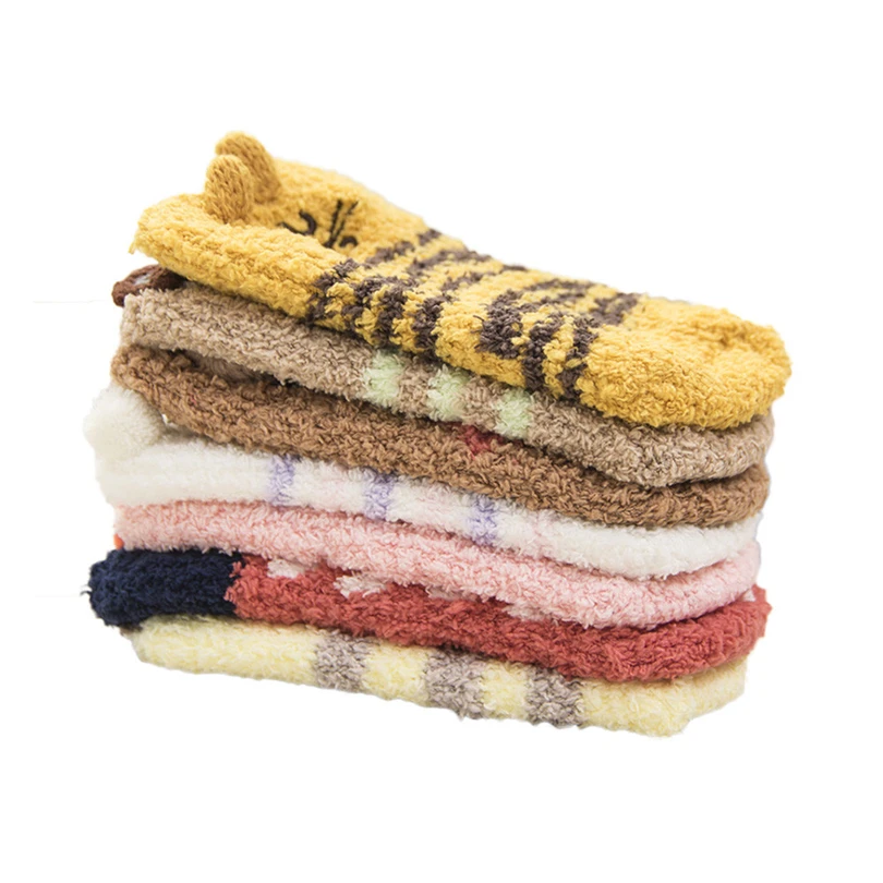 Зимние теплые пушистые носки для мальчиков и девочек нескользящие сна с