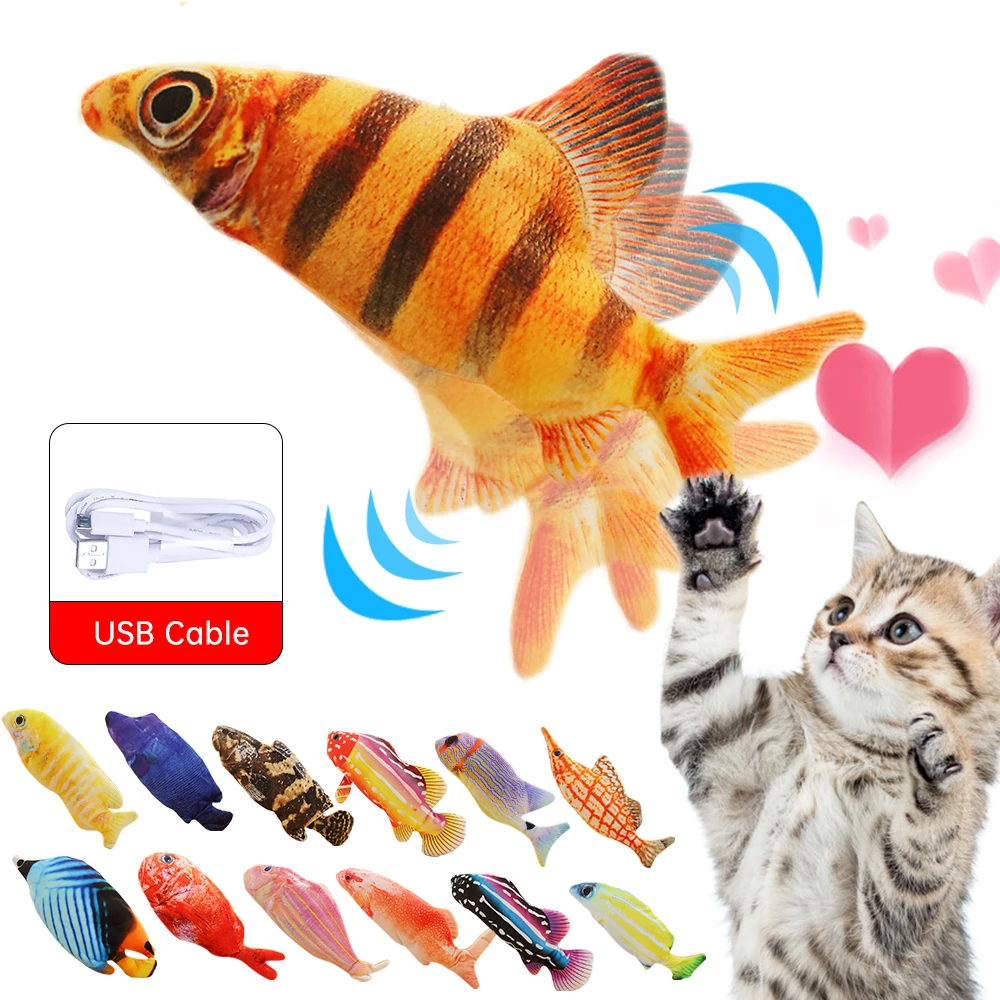 

NEW Electric Fish Toy Realistic Plush Moving Fish Catnip Kicker Toys Electric Fish Toy With USB Cable