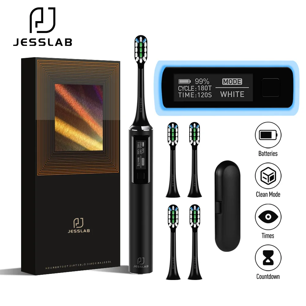JESSLAB Sonic Electric Toothbrush Super Smart Mode IPX7 Adult Sonic Toothbrush Ultrasonic Automatic Lnductive Charge OLED Screen