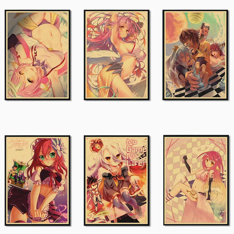

Anime NO GAME NO LIFE Retro Posters Kraft Paper Home Room Bar Club Wall Decor Wall Pictures