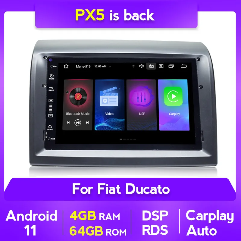 DSP Android 11 Carplay + Автомагнитола DVD-плеер GPS для Fiat Ducato 2008-2015 Citroen Jumper Peugeot Boxer