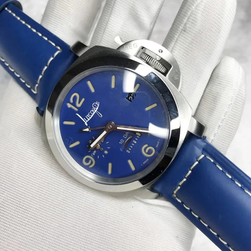 

Blue dial Automatic Mechanical AAA quality luxury watch men self-winding sapphire glass Luminous leather strap 1:1