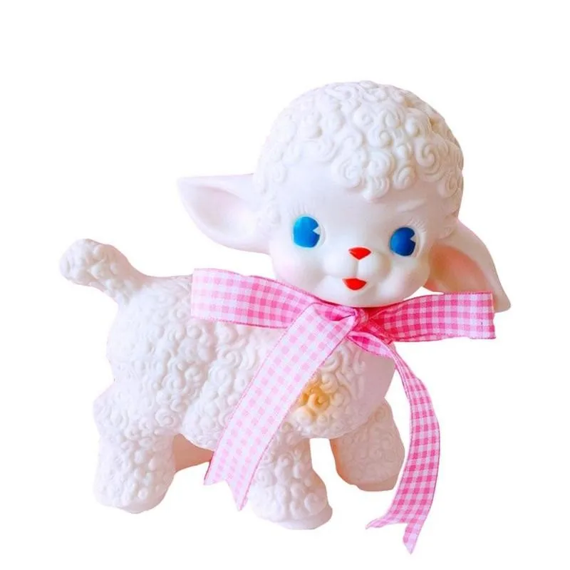 

1pc Kawaii Lamb Action Figures Adorable Sheep Toys Showa Bow Sheep Girl Sweet Heart Decoration Gift Cute Rubber Lamb Toy