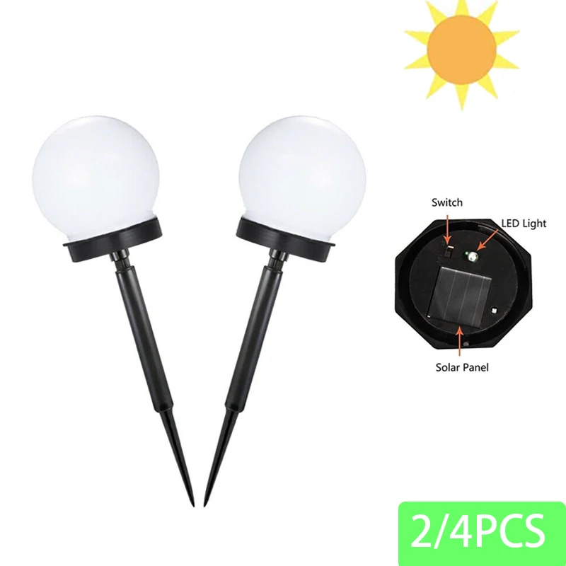 

2/4pcs LED Solar Power Ball Light Garden Pathway Landscape Light Outdoor Waterproof Solar Lawn Lamp Home Courtyard Decorations