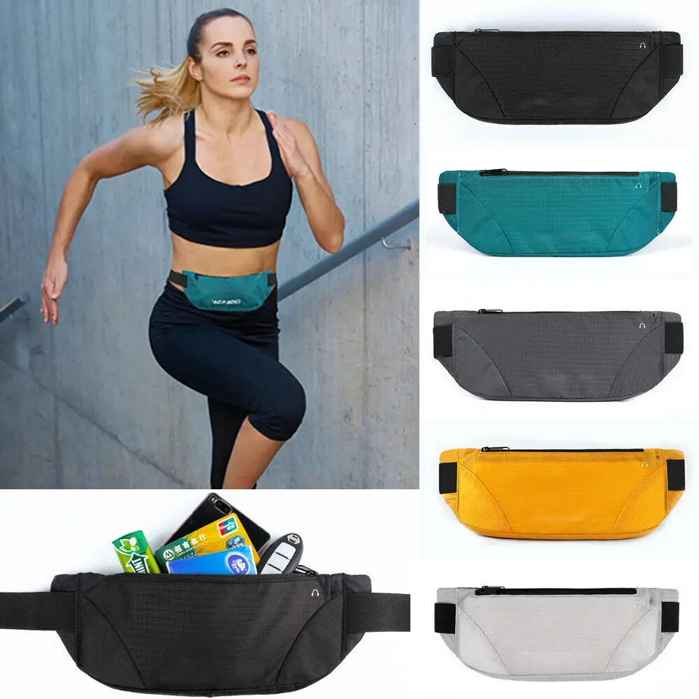

Waterproof Running Belt Bum Waist Pouch Fanny Packs Camping Sport Hiking Zip Bags Black Gray Green Silver Yellow