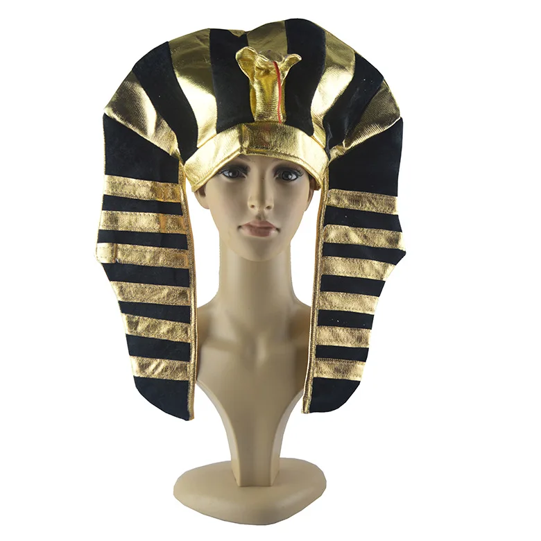 3pcs/set Egyptian Costume Accessories Golden Pharaoh King Hat Cleopatra Snake-shaped with Scepter Halloween Cosplay Props - купить по
