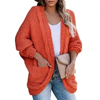thick thread twist cardigan 2021 autumn and winter new products women knitted casual bat sleeve sweater jacket womens