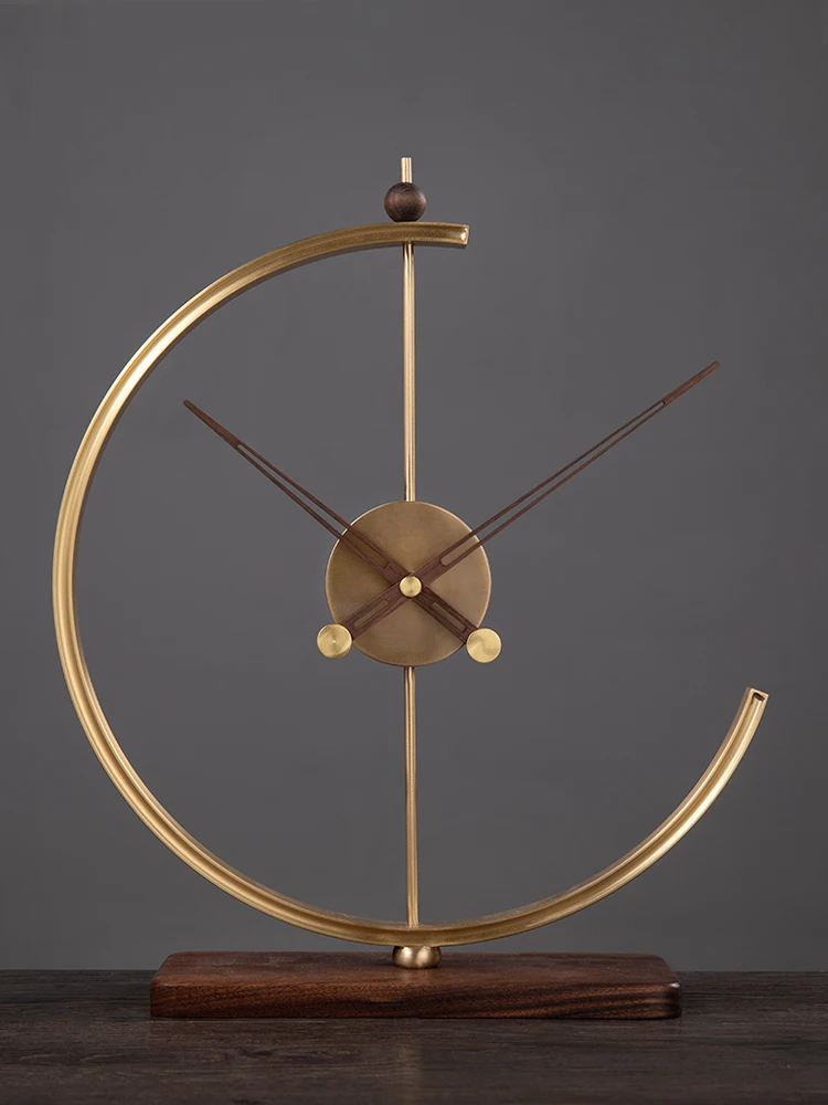 

Nordic Modern Table Clock Copper Luxury Creative Living Room Simple Office Desktop Clock Reloj De Mesa Home Decor Clock DA60ZZ