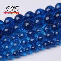 aaaaa blue crackle quartz stone beads blue crystal round loose beads for jewelry making diy bracelet accessories 4 6 8 10mm 15