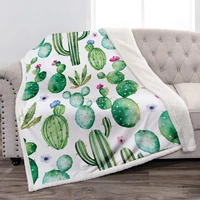 jekeno cactus sherpa blanke cactus flower print soft smooth throw blanket sofa chair bed office
