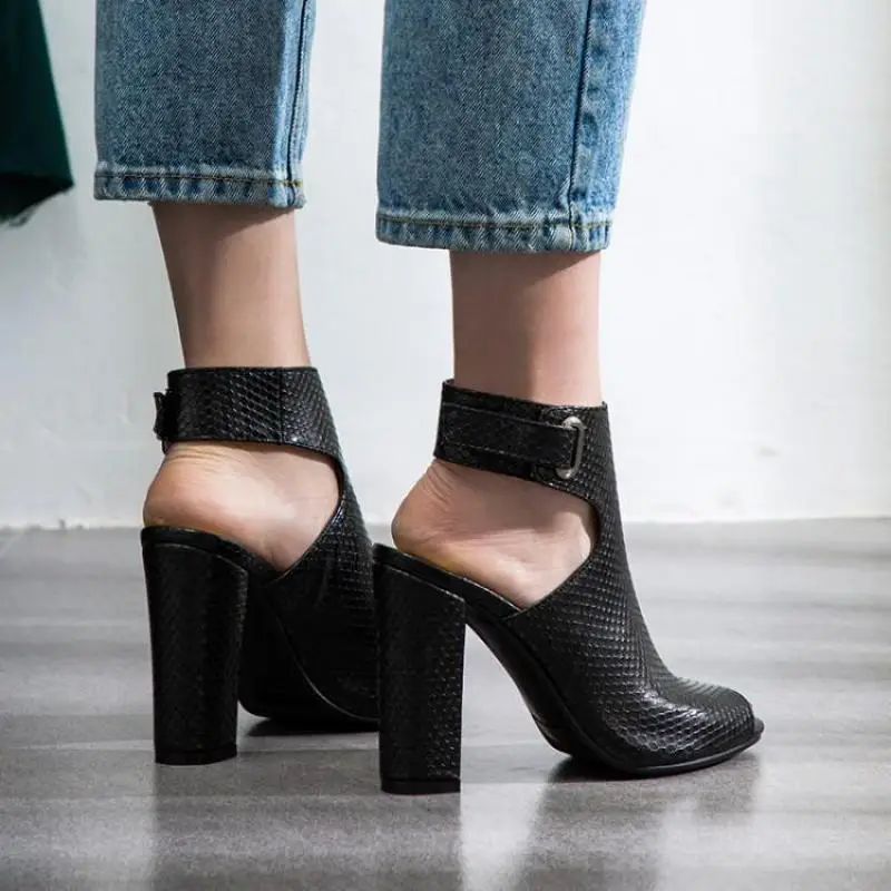 Женские туфли на высоком каблуке 10 см с открытым носком|Боссоножки и сандалии| |