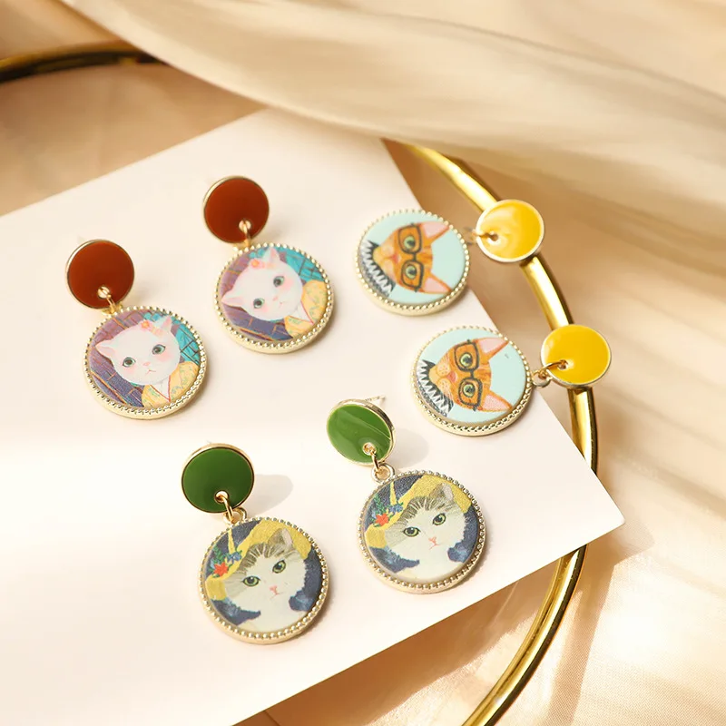 Серьги-гвоздики Obawa в виде кошачьих ушей для женщин и девушек милые маленькие